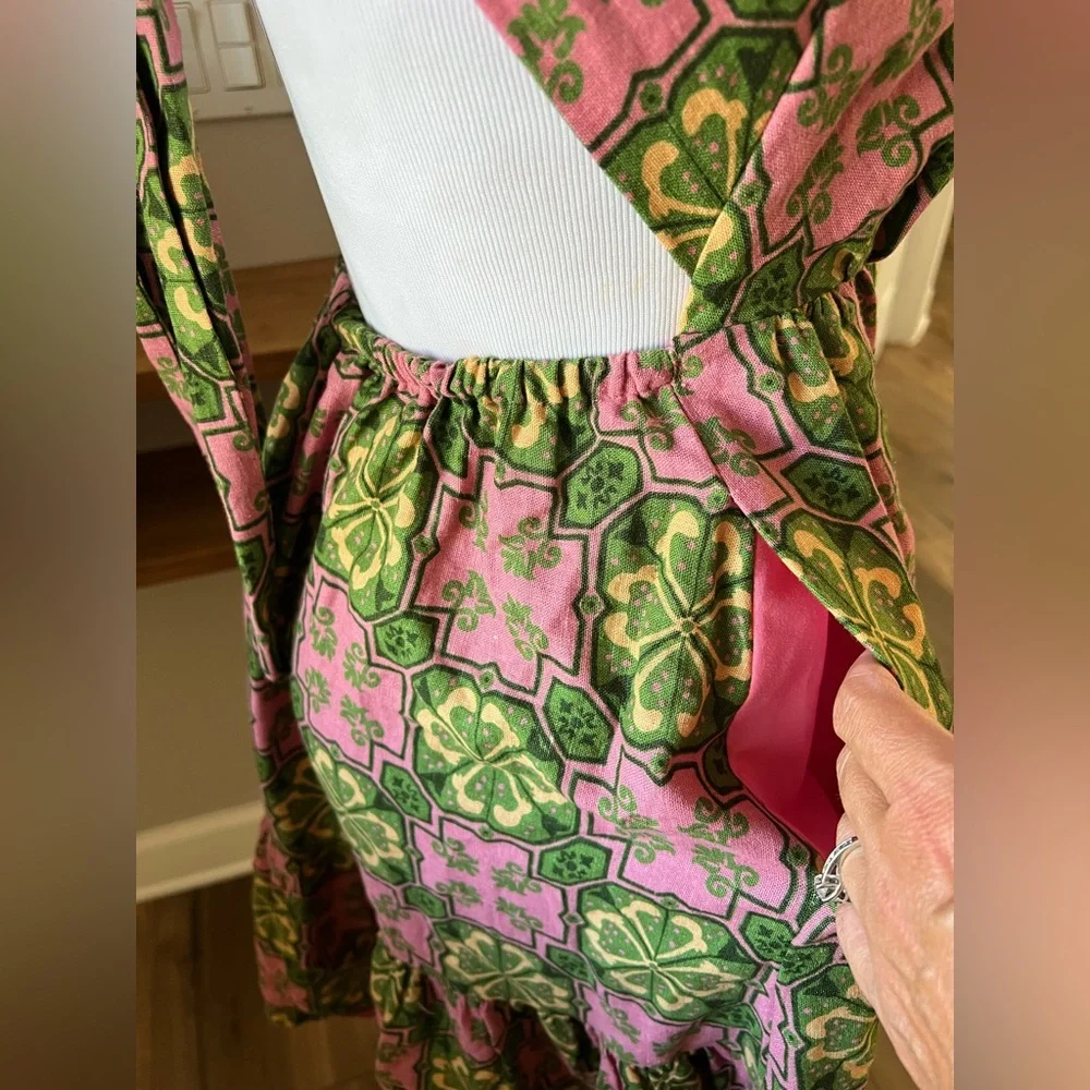 House of Harlow 1960 Linen Blend Halter Dress geometric and floral pattern Small - Picture 3 of 9